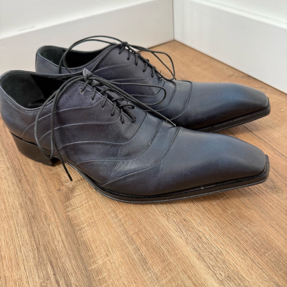 Jo Ghost Men's Dark Blue Navy Dress Shoe Formal Eccentric Leather Unique 40